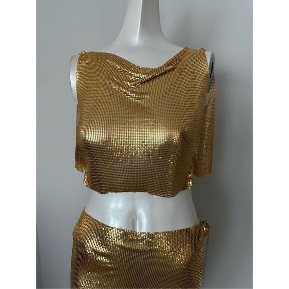 8 Other Reasons Chainmail Top And Skirt Set in Gold $264 - Picture 5 of 10